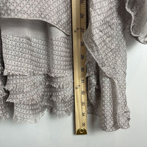 Baci Tunic Top Women Medium Multi Silk Draped Blouse Artsy Casual Flowy Ruffle - Picture 8 of 8